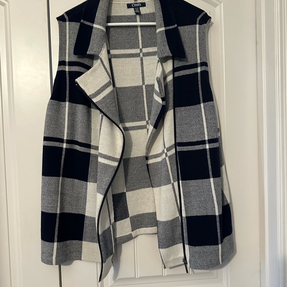 Chaps Asymmetrical Zipper Vest - Navy 1X - Picture 6 of 8